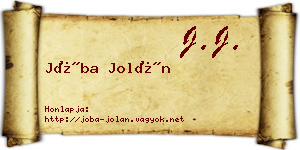 Jóba Jolán névjegykártya